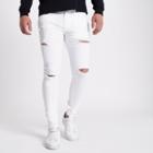 River Island Mens White Ripped Ollie Super Skinny Jeans