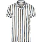River Island Mens White Stripe Short Sleeve Revere Shirt