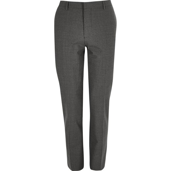 River Island Mensgrey Gingham Skinny Trousers