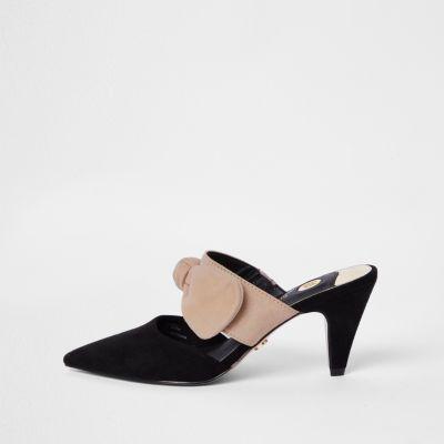 River Island Womens Suede Bow Court Style Mules