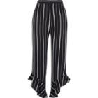 River Island Womens Stripe Frill Hem Cropped Trousers