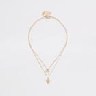 River Island Womens Gold Color Layered Charm Necklace