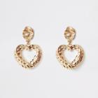 River Island Womens Gold Colour Heart Drop Earrings