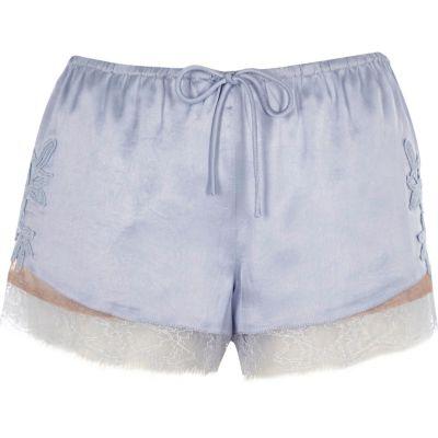 River Island Womens Satin Lace Applique Pajama Shorts