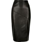 River Island Womens Leather-look Side Split Pencil Skirt