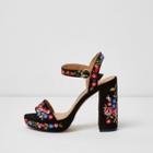 River Island Womens Floral Wide Fit Platform Sandals