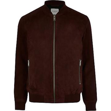 River Island Mens Selected Homme Suede Bomber Jacket