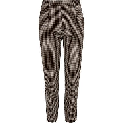 River Island Mens Check Skinny Pleated Smart Trousers