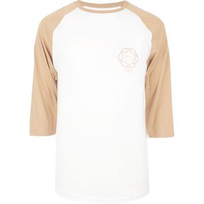 River Island Mens White And Raglan Nyc Print T-shirt