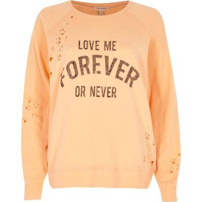 River Island Womens Distressed Print Sweatshirt