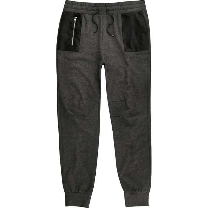 River Island Mensdark Faux-suede Panel Joggers