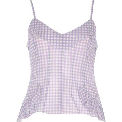 River Island Womens Gingham Print Mesh Cami Top