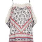 River Island Womens Floral Print Cold Shoulder Top