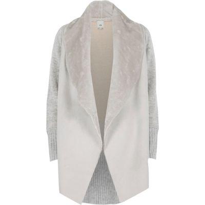 River Island Womens Faux Shearling Fallaway Cardigan