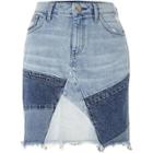 River Island Womens Patchwork High Waisted Mini Denim Skirt