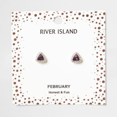 River Island Womens Gem February Birthstone Stud Earrings