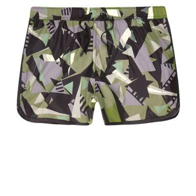 River Island Mens Camo Shard Print Runner Swim Trunks