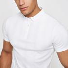 River Island Mens White Ribbed Muscle Fit Polo Shirt