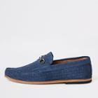 River Island Mens Suede Snake Embossed Snaffle Loafers