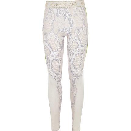 River Island Girls Ri Active White Snake Print Leggings