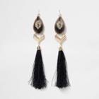River Island Womens Gold Tone Statement Tassel Drop Earrings