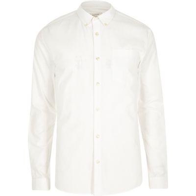 River Island Menswhite Cotton Muscle Fit Shirt
