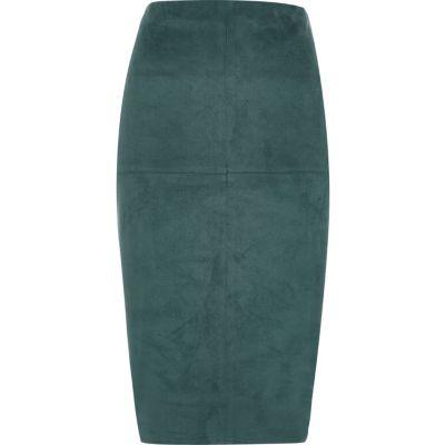 River Island Womens Dark Suede Look Pencil Skirt