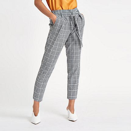 River Island Womens Petite Check Tapered Pants