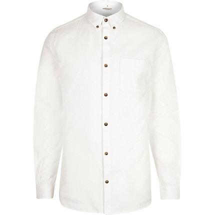 River Island Mens White Lyocell Chest Pocket Shirt
