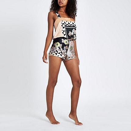 River Island Womens Floral Print Satin Pyjama Shorts