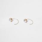 River Island Womens Gold Tone Rhinestone Curve Through Earrings