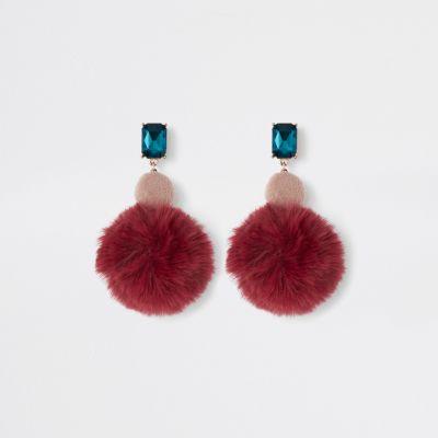 River Island Womens Tone Velvet Circle Drop Earrings