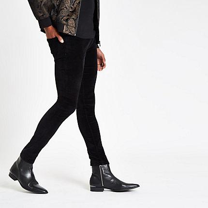River Island Mens Danny Super Skinny Velvet Trousers