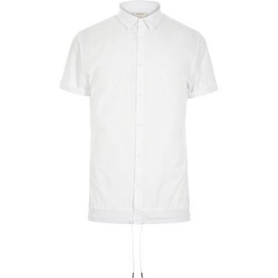 River Island Mens White Smart Drawstring Hem Short Sleeve Shirt