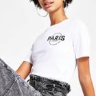 River Island Womens White 'paris L'amour' Print Fitted T-shirt
