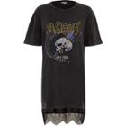River Island Womens Acid Wash Lace Hem Longline T-shirt