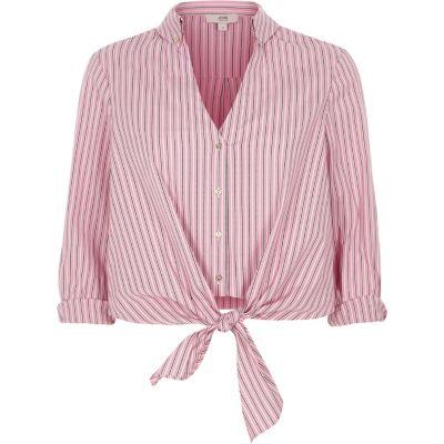River Island Womens Petite Striped Crop Shirt