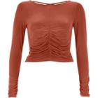 River Island Womens Copper Ruched Front Fitted Top