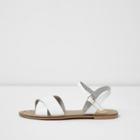 River Island Womens White Cross Strap Leather Sandals
