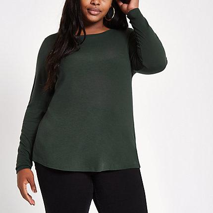 River Island Womens Plus Crew Neck Long Sleeve Top