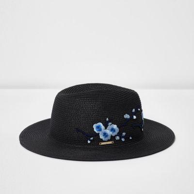 River Island Womens Floral Embroidered Straw Hat