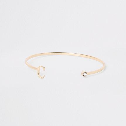 River Island Womens Gold Plated 'c' Initial Cuff Bracelet