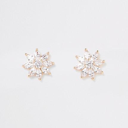 River Island Womens Gold Plated Cubic Zirconia Stud Earrings