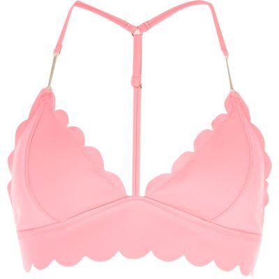 River Island Womens Scallop Detail Longline Bikini Top