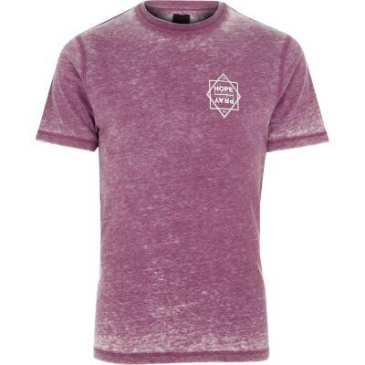 River Island Mens Burnout 'hope' Print Slim Fit T-shirt
