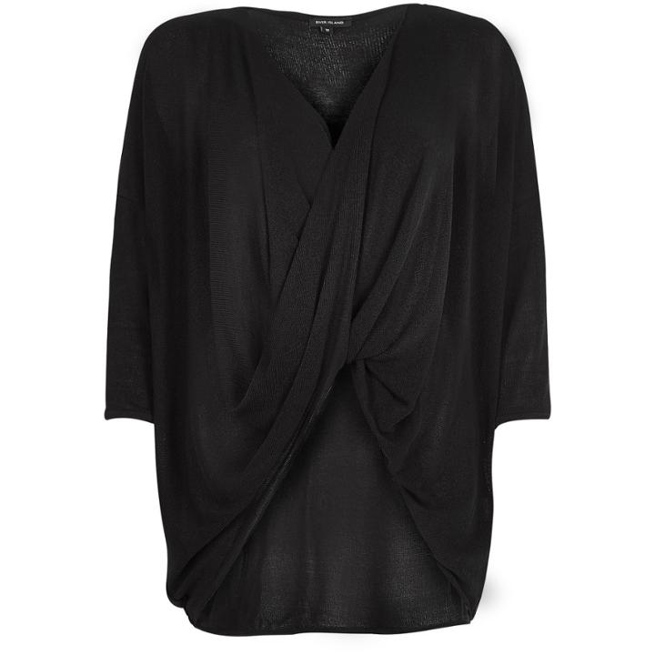 River Island Womens Drape Front Knitted Top
