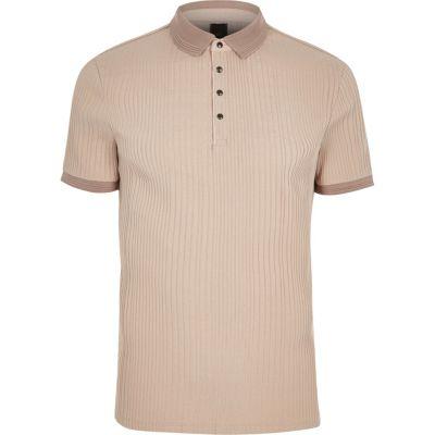 River Island Mens Chunky Ribbed Muscle Fit Polo Shirt
