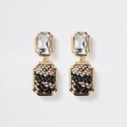 River Island Womens Gold Tone Snake Print Jewel Drop Earrings
