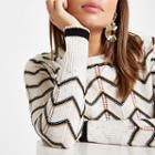 River Island Womens White Chevron Stripe Crew Neck Sweater