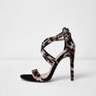 River Island Womens Leopard Print Caged Strap Sandals